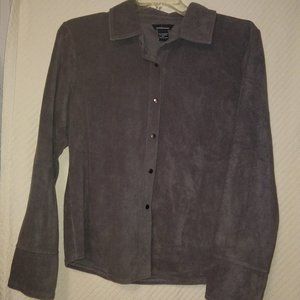 MODA International gray fleece top XL snap closure